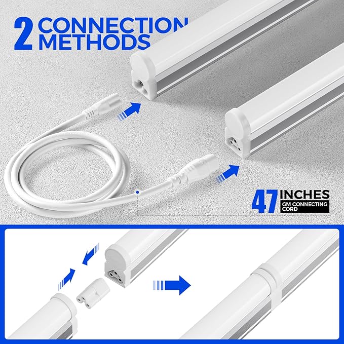 Barrina T5 3FT LED Shop Light, 1900lm, 5000K Daylight White, 16W Utility Light Fixture, Commercial Bay Light for Workshop Garage, Corded Electric with ON/Off Switch, 6 Packs