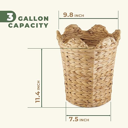 84ECO 2-Pack Scalloped Waste Baskets for Bathroom, Bedroom, Office - Scalloped Decor