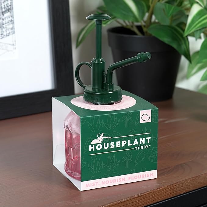 Houseplant Mister Spray Bottle – 180ml Pink Glass Plant Sprayer with Green Lid – Fine Mist for Humidity Control – Stylish Indoor Plant Care Accessory – Ergonomic and Leakproof Design