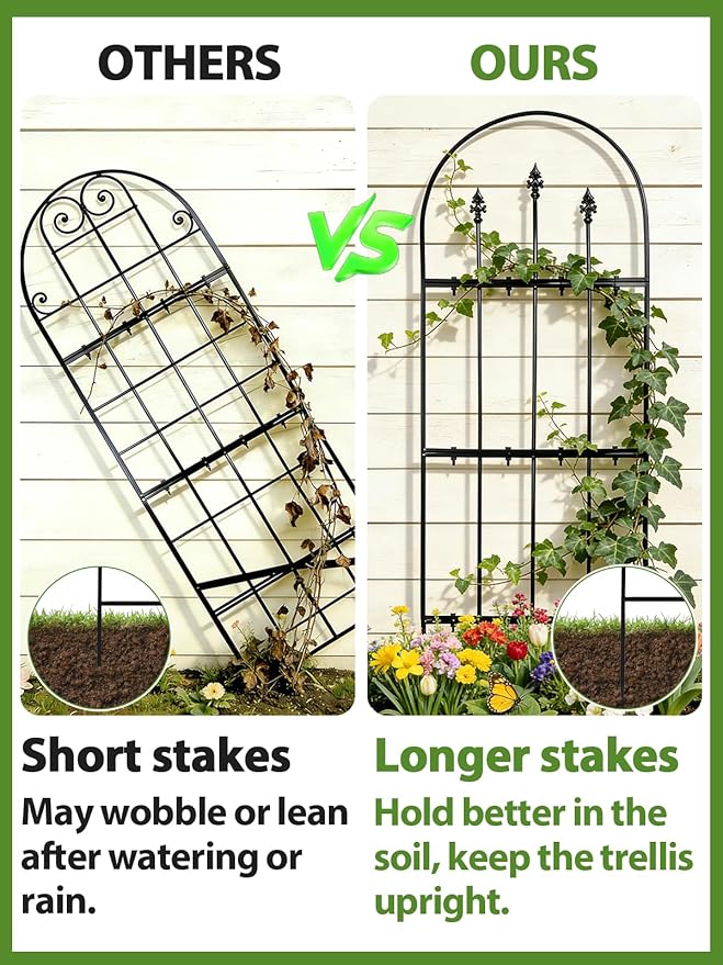2 Pcs Garden Trellis for Climbing Plants Outdoor - 47'' H x 15.7'' W Rustproof Plant Metal Support Wire, Decorative Lattice Panels for Climbing Vine Rose Ivy Cucumbers Flowers