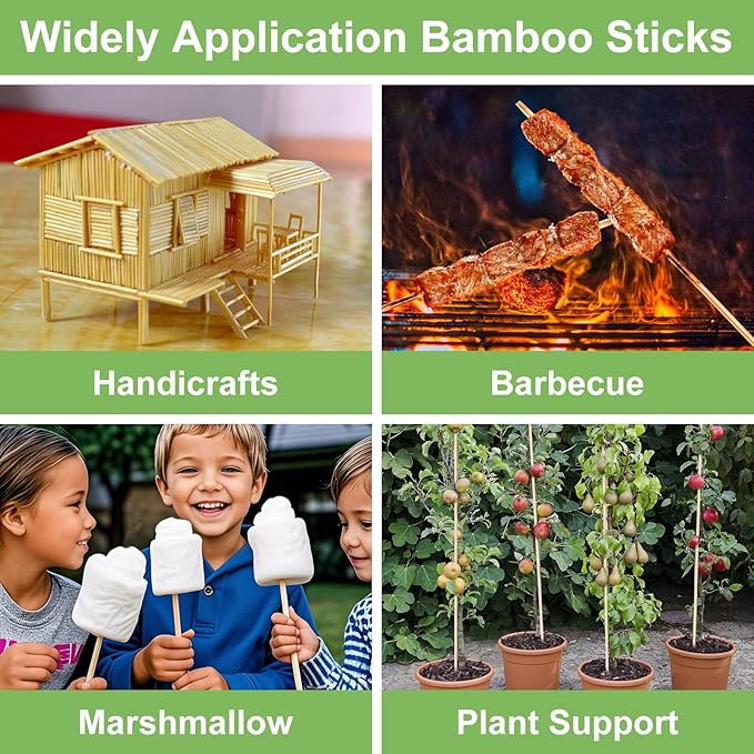 46 PCS Bamboo Plant Stakes 18 Inch, Wood Plant Support for Gardening for Potted Floral Plant, Indoor Wooden Sign Posting Garden Stick, Crafts Sticks with 46 PCS Wires(4")