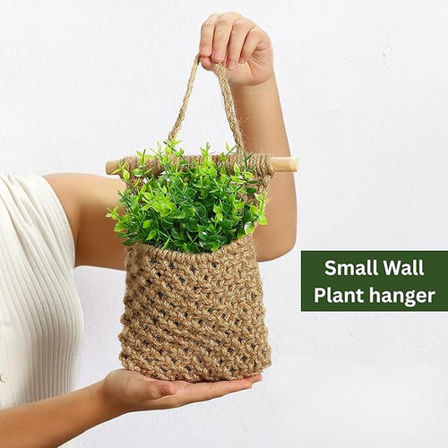 2 Packs Macrame Wall Planters with Artificial Eucalyptus | Macrame Plant Hanger, Wall Plant Holders for Boho, Bathroom, Bedroom & Wall Hanging Decor (2 Packs, Brown)