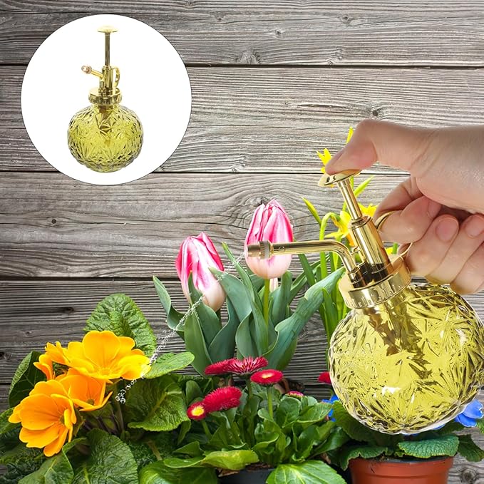 UKCOCO Retro Plant Mister Spray Bottle 6.8Oz Clear Glass Water Sprayer with Pump for Indoor Outdoor Gardening Succulents Orchids Ferns Small Watering Pot