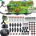 160Ft Drip Irrigation System for Garden with Water Timer, Main Water Hose ID 1/2inch 32Ft, 1/4in 131Ft, Sufficient Water Pressure, Irrigation Dripper Waterflow Evenly, Easy DIY Garden Watering System