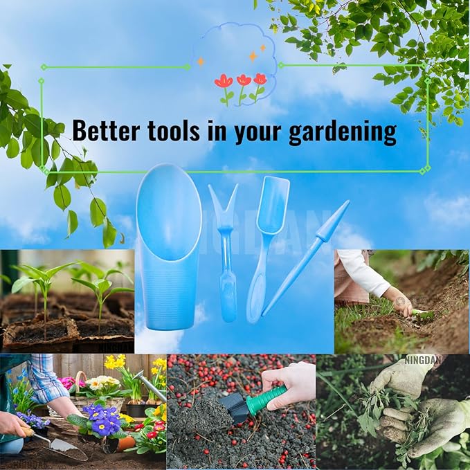 Garden Shovel Hand Tools Transplanting Potting Bonsai Soil Scoop Plastic Succulent Kits,Mini Garden Plant Care Shovel Soil (Blue)