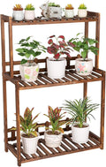 Ufine 3 Tier Wood Plant Stand Vertical Plant Display Shelf Indoor Ourdoor Plant Rack, Balcony Living Room, Kitchen, Porch Organizer Plants Holder