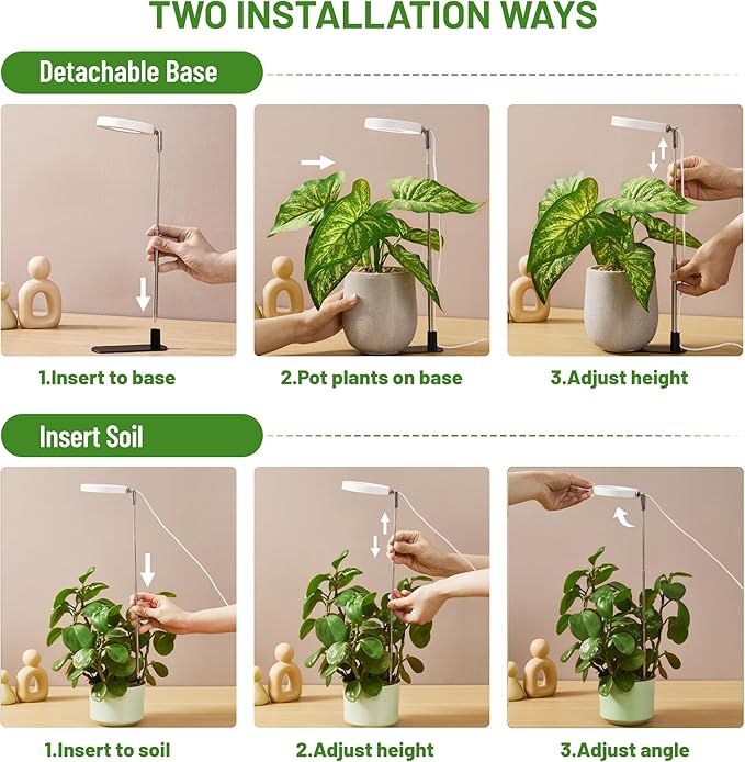 LBW Grow Light for Indoor Plants, Height Adjustable Plant Grow Lamp with Auto On/Off Timer 6/8/12/16H, 3 Colors,5 Dimmable Brightness, for Small Plants, White, 5 Packs