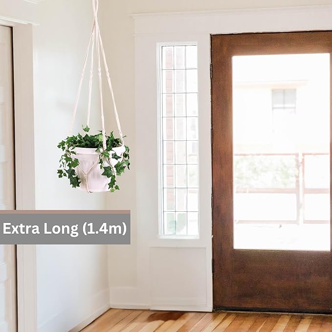 Giant XXL 55 Inches Macrame Planter Hanger Large for 15 inch Pot + Swag Hook | Extra Large Hanging Planter for Indoor Plants | No Pot/Plant Included (XXL)