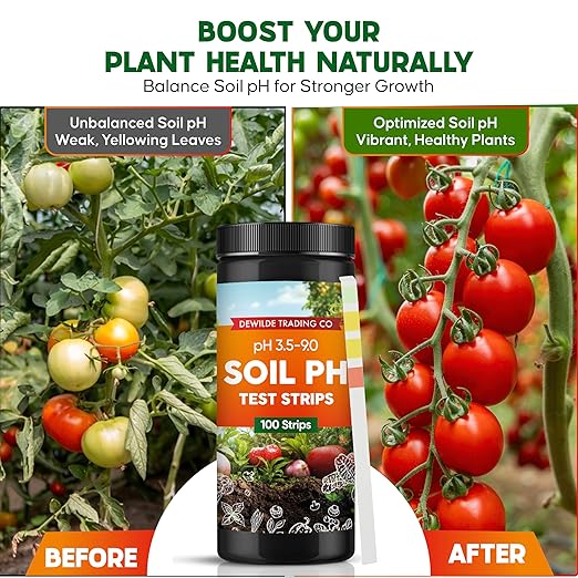 Soil Test Kit – 100 Soil pH Test Strips (3.5–9 Range) for Garden, Lawn & Indoor Plants – Easy At-Home Soil Testing