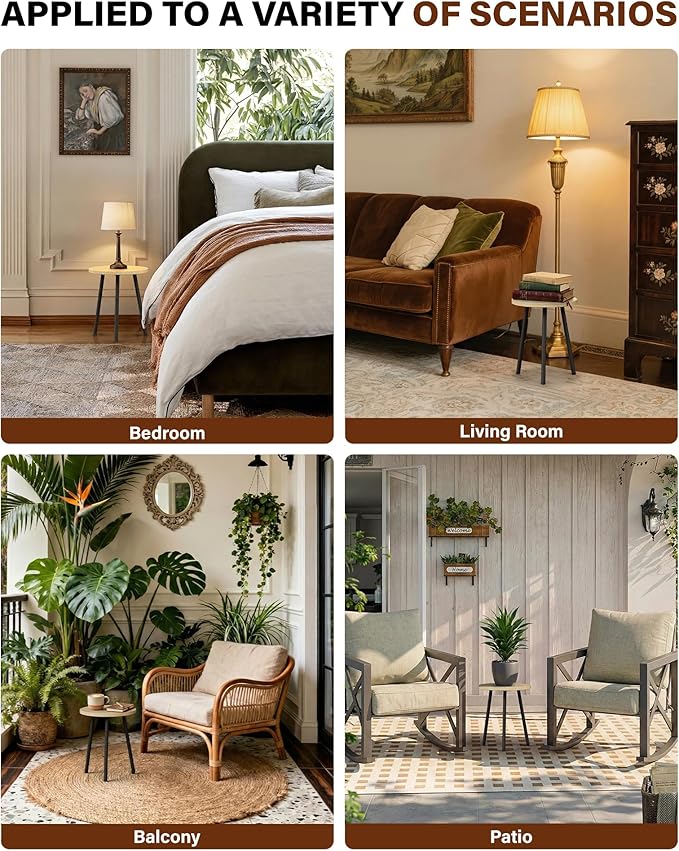 Plant Stand for Indoor 2 Pack: Plant Table 14inch Wooden & Metel Heavy Duty Plants Stool - Mid Century Modern Design for Bedroom/Living Room/Patio/Garden