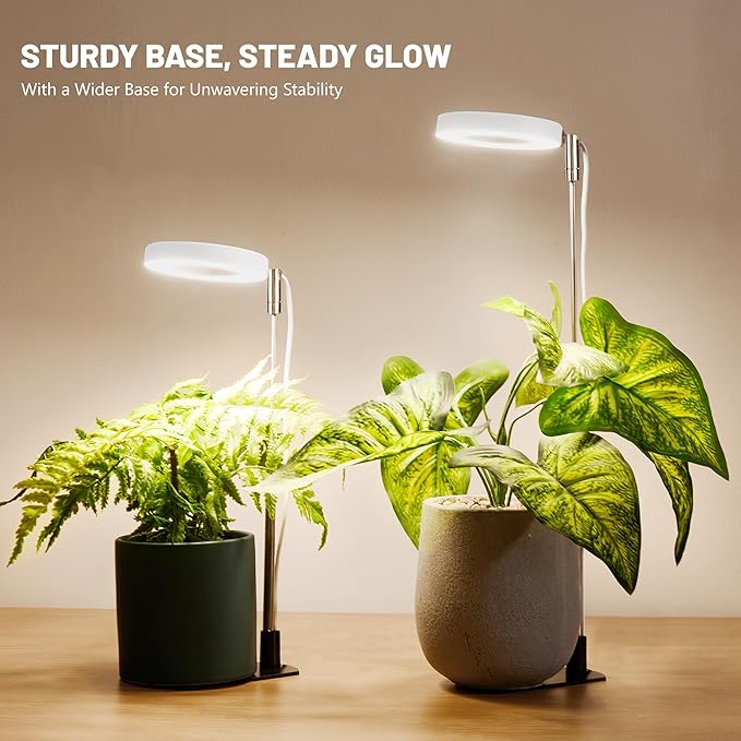 LBW Grow Light for Indoor Plants, Height Adjustable Plant Grow Lamp with Auto On/Off Timer 6/8/12/16H, 3 Colors,5 Dimmable Brightness, for Small Plants, White, 5 Packs