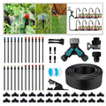 Drip Irrigation Kit - 100ft Automatic Watering System with 24 360° Sprinkler Nozzles, T-Connectors for Garden, Lawn, Greenhouse, Patio Plants & Hydroponics
