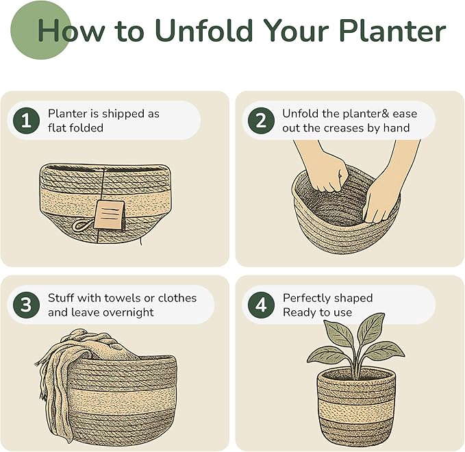 Jute Planter Basket-Woven Jute Rope Covers for Decorating Indoor/Outdoor Succulents, Small Plant Pots-Set of 2-Multi-Purpose Storage Bins 4.5 in - Modern Style Décor - Red, Green & Natural