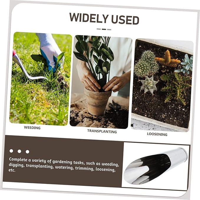 Stainless Steel Gardening Scoop Small Soil Shovel Lightweight Handheld Planting Tool for Transplanting Potting Succulents Indoor Outdoor 6.69In