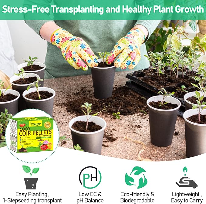 Legigo 100 Pcs 30mm Coco Coir Pellets Seed Starter Soil Mix- Organic Coconut Coir Potting Soil Pods for Seedling, Coco Peat Soil Discs for Indoor & Outdoor Plants Bonsai Herbs Vegetables and Flowers