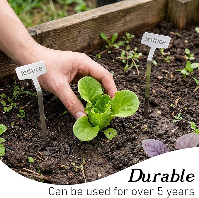 20 Pack Metal Plant Tags, Stainless Steel Waterproof Garden Plant Labels Tall Stake Tags, Height 12.6'', Label Area 2.5'' *1.3'' Reusable Nursery Tags for Outdoor Vegetables Flower Seed(with Pen)