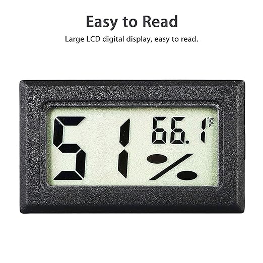 Mini Thermometer Hygrometer, Small Digital Electronic Temperature Humidity Meters Gauge Indoor LCD Display Fahrenheit for Humidors, Greenhouse, Garden, Cellar, Fridge, Mason Jar (5)
