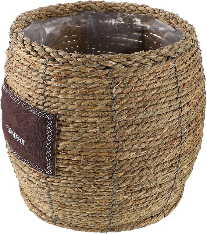 Levemolo Handwoven Rattan Planter Basket for Indoor Outdoor Plants, Large Straw Wicker Flower Pot with Natural Seagrass Weave, Decorative Plant Holder for Home Garden Balcony