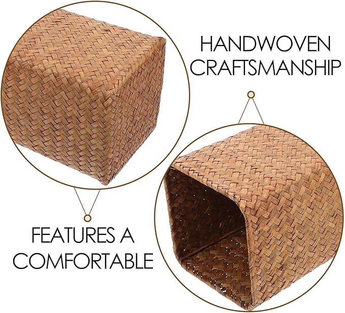 Rustic Large Woven Flower Basket Vase 14x14x38cm Seagrass Dried Flower Holder Boho Home Decor Planter for Indoor Floral Arrangement