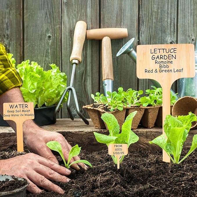 12" Extra-Tall Oversized Bamboo Garden Markers 10 Pack – Large Plant Labels Garden Tag Signs Easy to See Easy to Read Extra Large Writing Area
