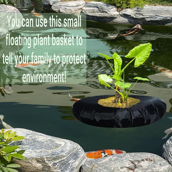 2 Pack Fabric Floating Plant Pot Floating Planters Baskets for Ponds Floating Island Pond planters Aquatic Plant Baskets Pond for Waterproof Aquatic Plant Flower Islands and Aquascape Decoration