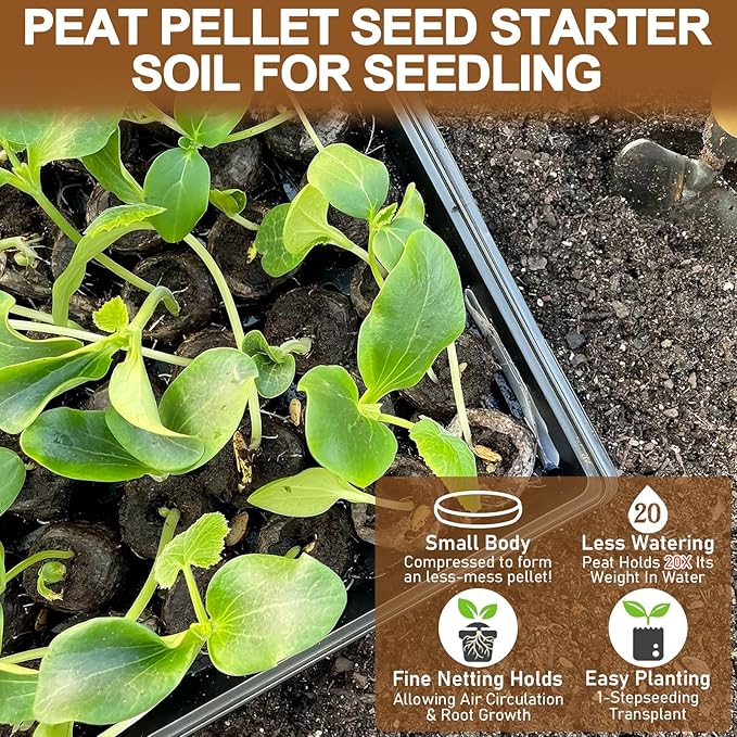 Legigo 50 Pcs 40mm Seed Starter Peat Pellets Pods for Seedlings- Compressed Seed Starting Pellets Seed Starter Pods Plugs Soil Peat Pods for Starting Seeds, Garden Planting Herb Flower Vegetables