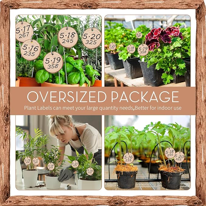 Wenqik 100 Pcs Wooden Plant Labels Plant Labels Bulk Garden Markers Garden Label Stakes Plant Sign Tags with Stainless Steel Stake and Marker Pen for Flowers, Potted Plants, Seed, Herbs