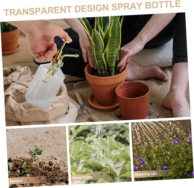 Mikikit Indoor Glass Watering Spray Bottle Retro Plant Mister for Use Fine Mist for Houseplants Gardens and Cleaning