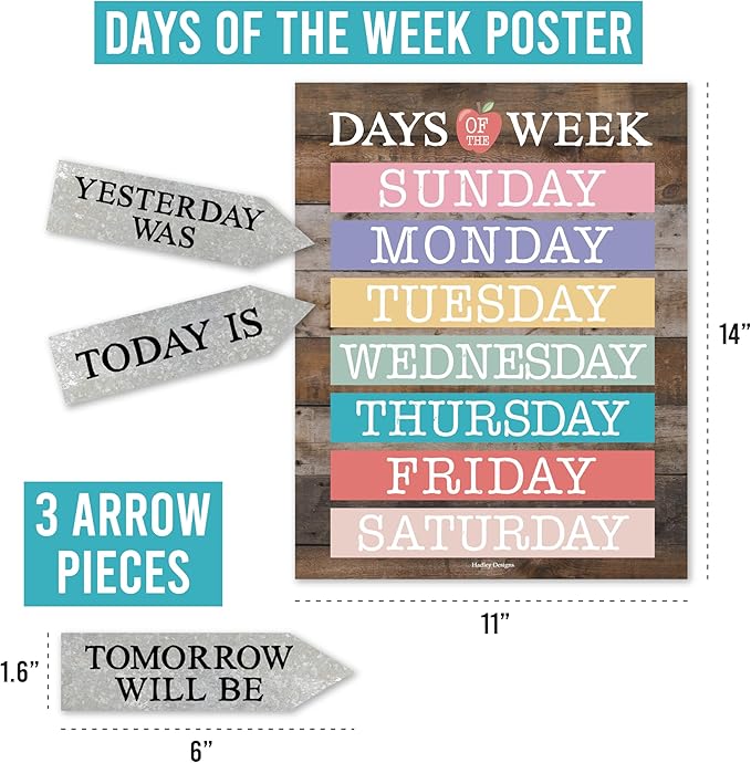 Hadley Designs Classroom Calendar Set Bulletin Board Decorations - Colorful School Calendar for Classroom Decor, Kindergarten Preschool Elementary Teacher Must Haves, Homeschool & Daycare Essentials