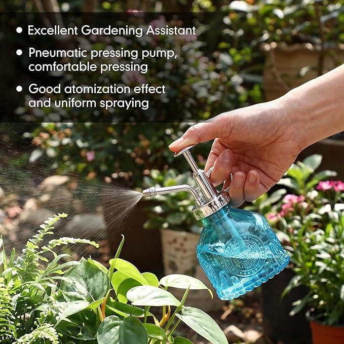 Zopeal 8 Pcs Glass Plant Mister Spray Bottle 200ml Vintage Plant Spritzer Multicolor Succulent Watering Bottle Watering Can 6.4'' with Plastic Top Pumps for Indoor Outdoor Garden Plants (Silver)
