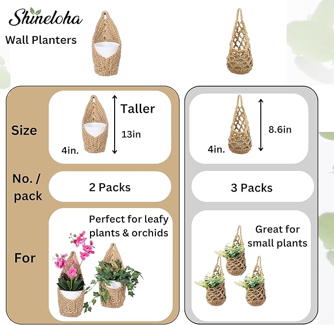 2 Pack 4 inch Macrame Wall Plant Hanger, Hanging Orchid Basket | Wall Plant Holder, Wall Planters for Indoor Plants (2 Pack, up to 4 inch Pot)