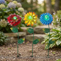 Metal Flower Decorative Garden Stakes Glow in Dark Pick Water Proof Metal Flowers Stick for Lawn Yard Patio,3 PCS