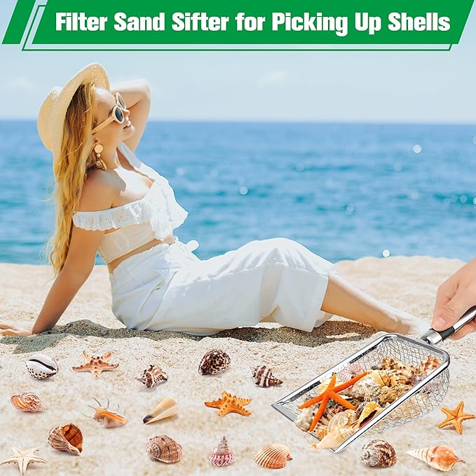 4PCS Soil Sifter for Gardening, Stainless Steel Sand Soil Compost Sifter for Gardening with Handle, Sieve for Rocks (0.2/0.17/0.15/0.11 in Mesh)