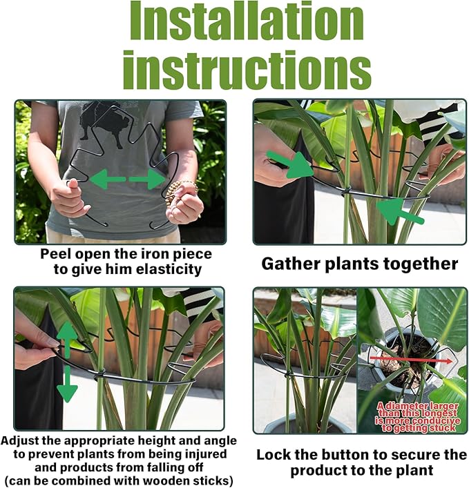 Yohsnor 5PCS Black Monstera Plant Stem Support 9x7.6in - Adjustable & Durable Indoor Plant Stake for Cactus and Climbing Plants - Ideal Leaf Support for Gardening & Home Decor