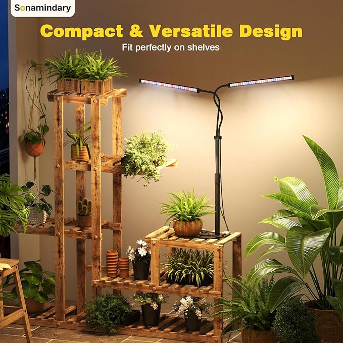 Grow Lights for Indoor Plants, Full Spectrum LED Plant Light with 9.8-35 in Tripod Stand, 120 LEDs 5700K, 4/8/12H Auto Timer, 5 Brightness Levels