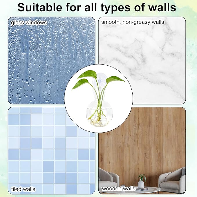 Penitue 8pcs Window Propagation Station, Plastic Bulb-Shaped Plant Propagation Vases with Suction Cups Easy to Install Wall Hanging Planters Window Plant Holder for Indoor Office Home Decor (Clear)