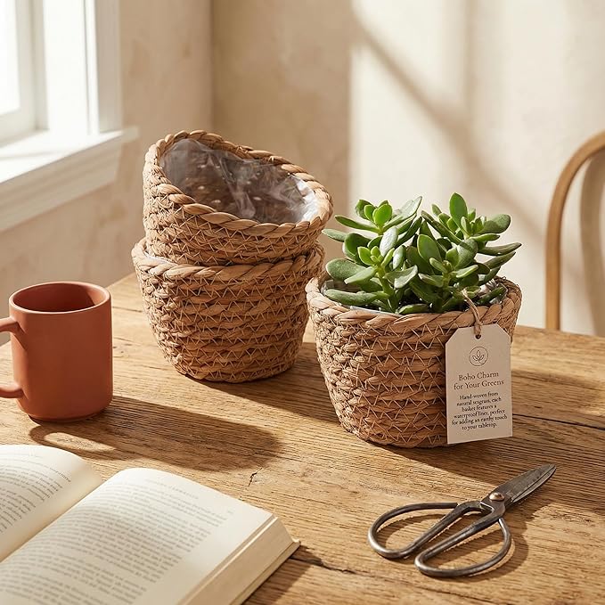 BESPORTBLE 2pcs Woven Rattan Flower Baskets Hanging Basket for Door Wall Decor Indoor Plant Storage