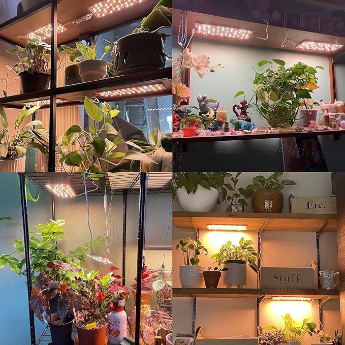 Grow Light,20W Ultra-Thin LED Grow Lights for Indoor Plants Full Spectrum, 6/10/12H Timer Plant Light, 132 LEDs Under Cabinet Plant Growing Lamp Strip for Seedlings, Veg, Flower 3-Pack
