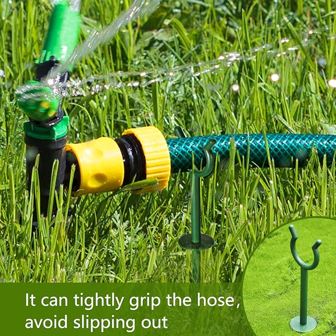 Taiyin 20 Pcs 3/4'' Garden Hose Holder Brackets Garden Guide Holder Decorative Outdoor Guide Stakes Support Spike Plant Tool to Keep Off Lawn for Yard (Green)