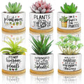 6 Pcs Funny Succulent Plant Pot Cute Christmas Teacher Gifts Box Set Plant Pot with Bamboo Tray Ceramic Funny Planter Succulent Accessories for Women Teacher Christmas Birthday Gifts (Cute Style)