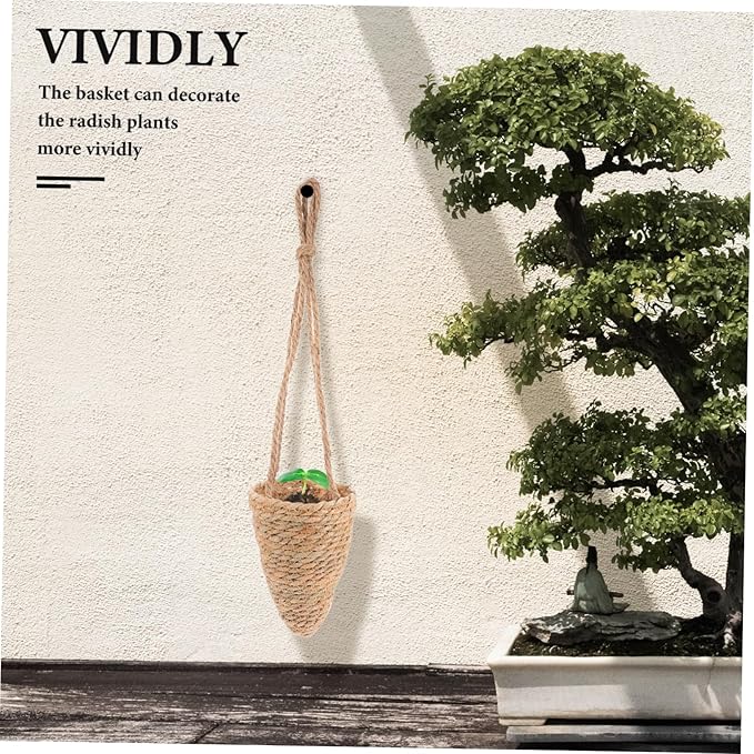 Outdoor Hanging Plants Seagrass Flower Pot Cover Scandinavian Fruit Basket Rattan Flower Basket Decorative Vase