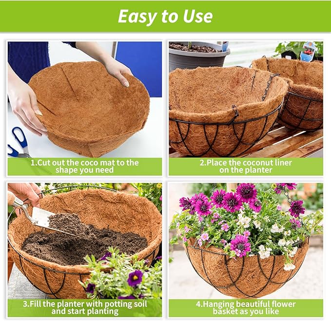 Legigo 12X40 Inch Natural Coco Liner Roll, Coconut Liners for Planter Window Box Hanging Basket, Coconut Coir Roll Coco Fiber Mat for Garden Decoration DIY Moss Poles Pet Pad Reptiles Carpet