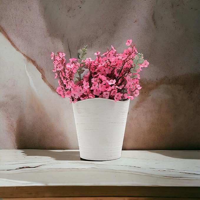 Hosley Set of 2 White Wall Planter with PVC Linner 6.25" L x 4" W x 10" H, Ideal Gift for Floral Arrangements Wedding Home Office Party DIY Indoor Outdoor Garden Patio