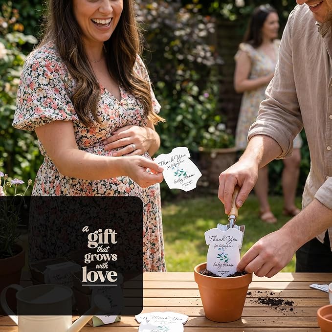 15pcs Blue Onesie-Shaped Gift Tags with Wildflower Seeds - Writable Gift Wrap Tags for Baby Showers, Mother's Day Present, Party Favors, DIY Crafts, & Earth Day Decorations