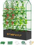 65" Cucumber Planter with Trellis for Climbing Plants Outdoor, Metal Garden Trellis for Raised Bed, Plant Support Structures with Netting for Cucumbers Tomatoes Beans Peas (50 * 17 * 65inch(L*W*H)