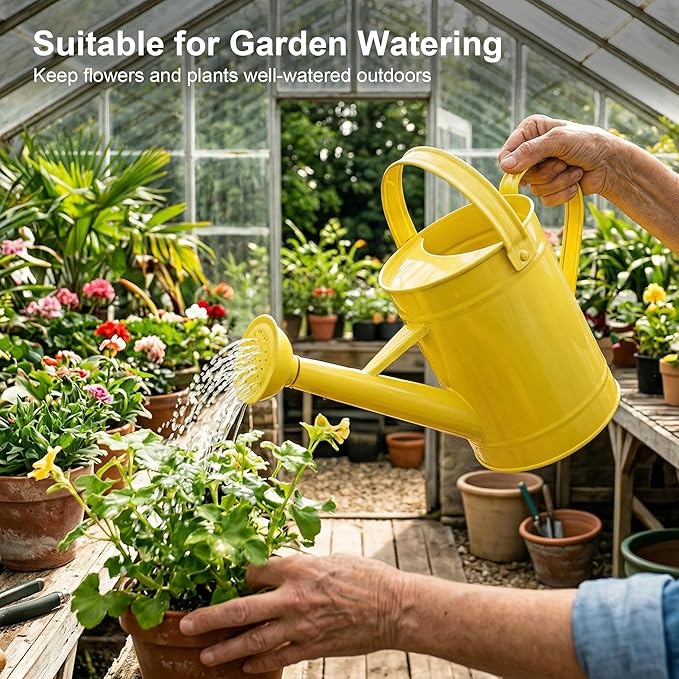 Topadorn Watering Can for Plants, 55 Oz Metal Watering Can with Removable Spout for Indoor & Outdoor Plants, Long Spout Garden Watering Can, Yellow
