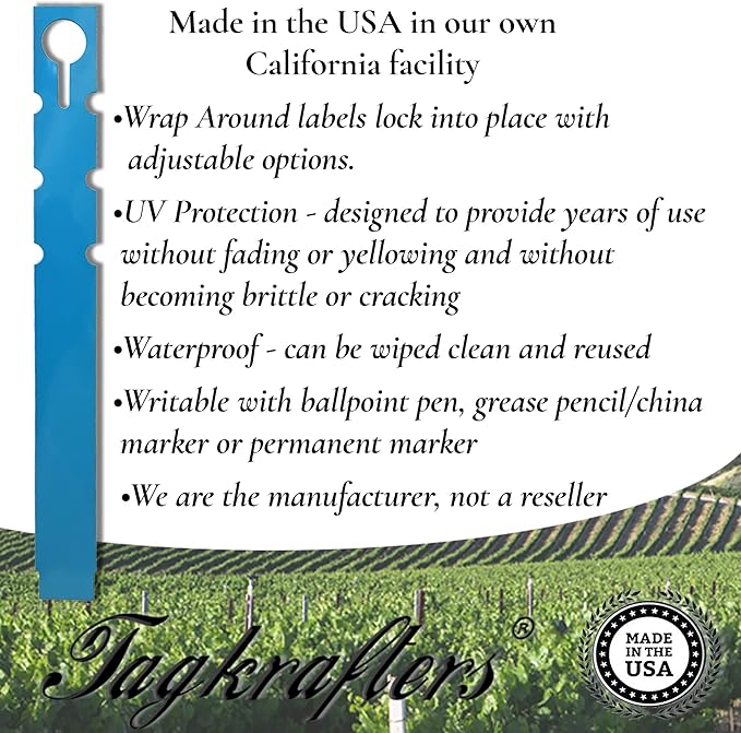 9" x 1" Lavender - 250 Pcs - Plastic Plant Tags and Labels - Wrap Around Thermal Plastic - Nursery Garden Tree Labels | Made in The USA |