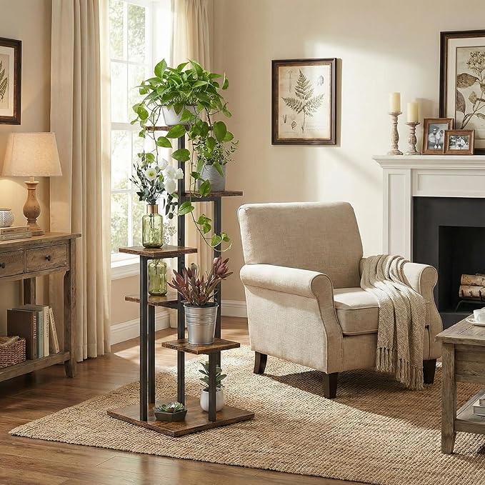 5 Tier Plant Stand Indoor, Tiered Plant Stands for Indoor Plants Multiple, Corner Flower Stand for Living Room, Multi-Layer Vintage Design Plant Shelf
