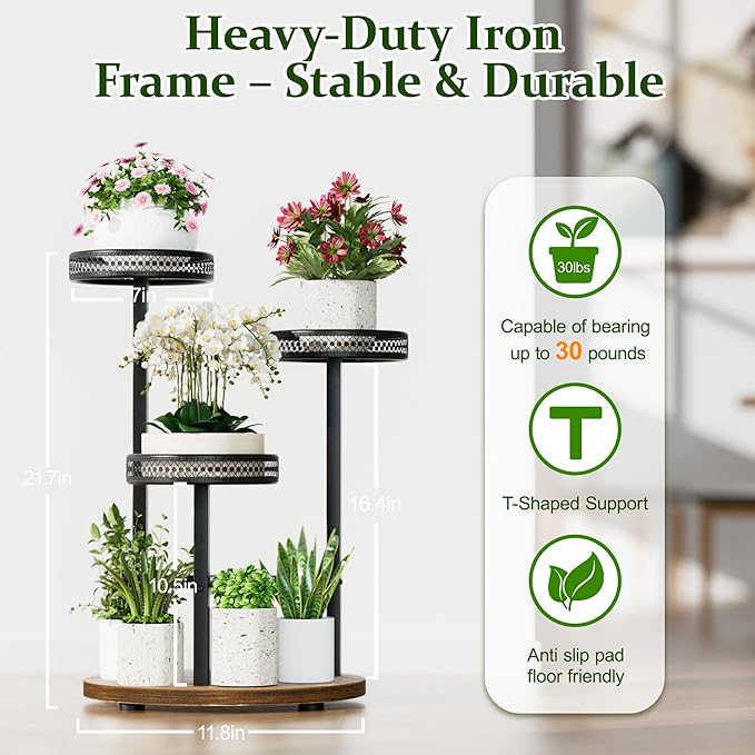 Plant Stand Indoor Outdoor 3 Tier Corner Metal Plant Shelf Tiered Flower Pot Stands for Garden Balcony Living Room