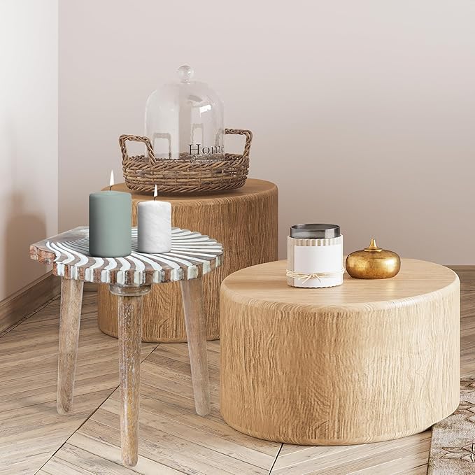 Crocon Side Table - Small End Table for Living Room, Bedroom, Office, Patio, Nightstand, Coffee Table, Wood Stool for Plants, 11.7x12.5 Inch